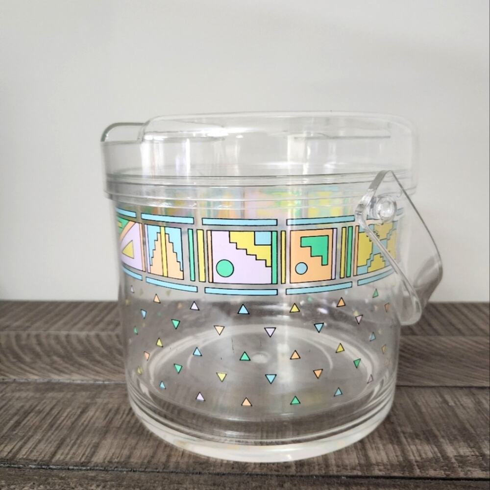 Vintage retro J.G. Hook Oneida 1988 3 piece Acrylic ice bucket Desert Sky Clear